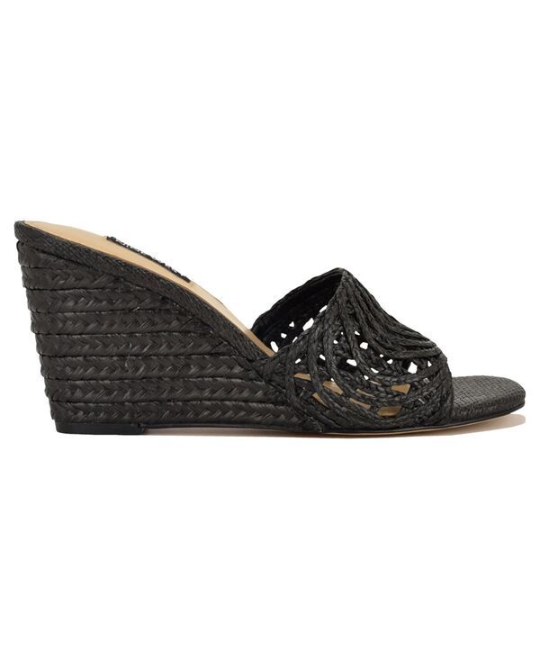 ナインウェスト レディース シューズ スリッポン・ローファー サンダル Nine West Womens Nimma Woven SlipOn Wedge Sandals Black ブラック