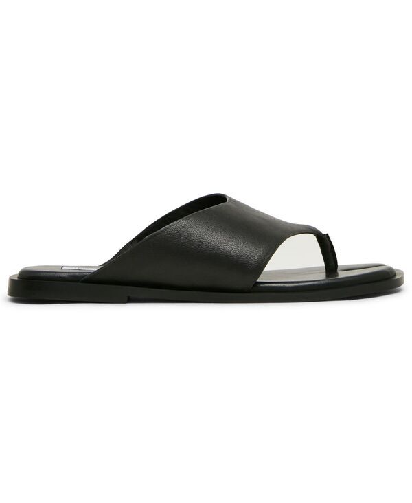 スティーブ マデン レディース シューズ スリッポン・ローファー サンダル Steve Madden Womens Illia Splitoe SlipOn Flat Sandals Black Le