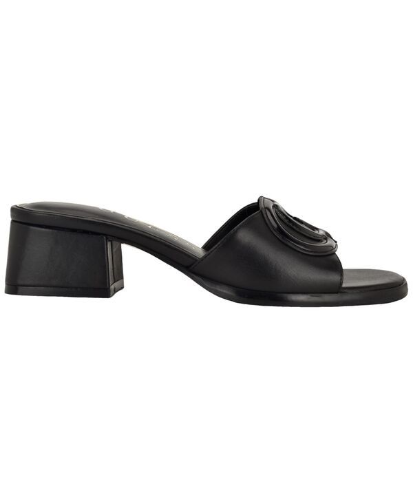 ゲス レディース シューズ スリッポン・ローファー サンダル ヒール GUESS Womens Cerrina SlipOn Block Heel Sandal Black Leather ブラック