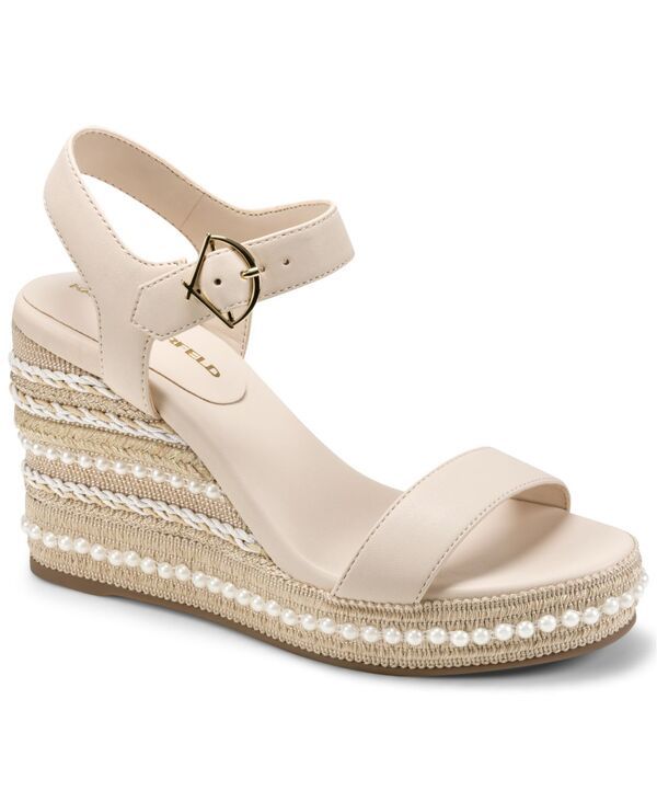 カール ラガーフェルド レディース シューズ サンダル KARLAGERFELD PARIS Womens Calzona Round Toe Wedge Sandals New Nude