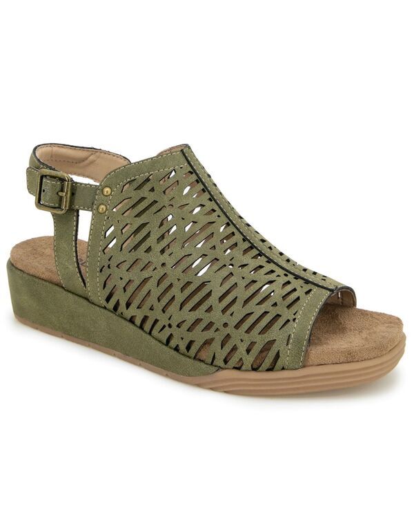 ジャイビーユー レディース シューズ サンダル JBU Womens Tessa Shooties Round Toe Wedge Sandals Olive オリーブ