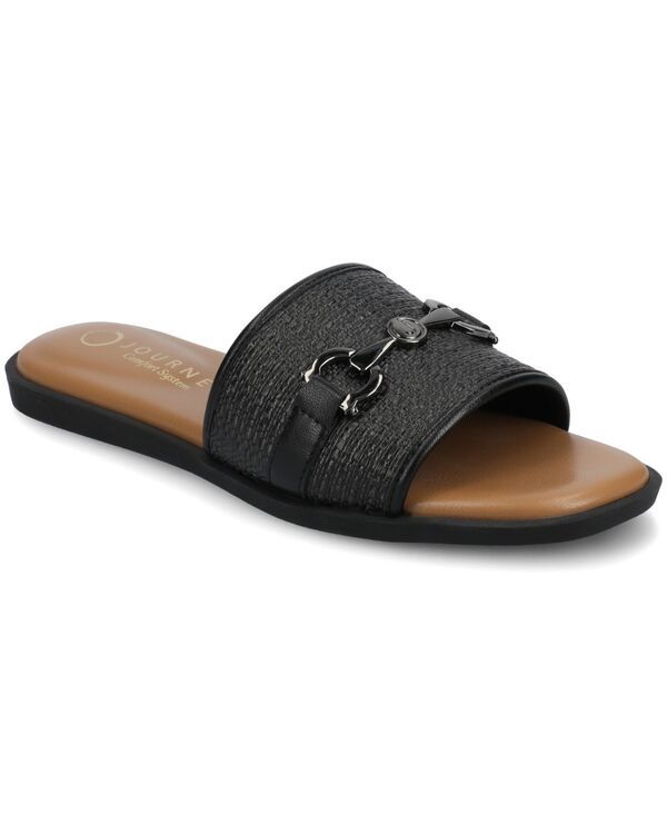 ジュルネ コレクション レディース シューズ サンダル Journee Collection Womens Priya Single Band Slide Flat Sandals Black ブラッ