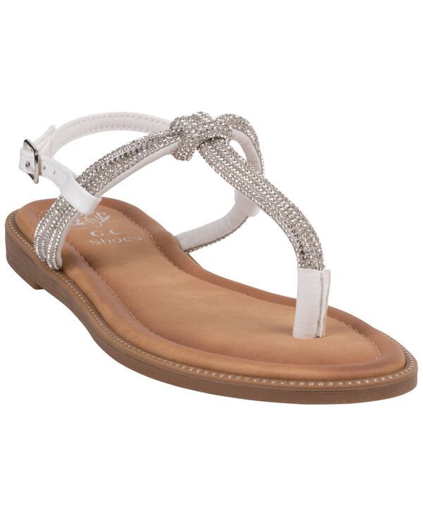 ジーシーシューズ レディース サンダル GC Shoes Womens Alondembellished TStrap Flat Sandalsilver シルバー