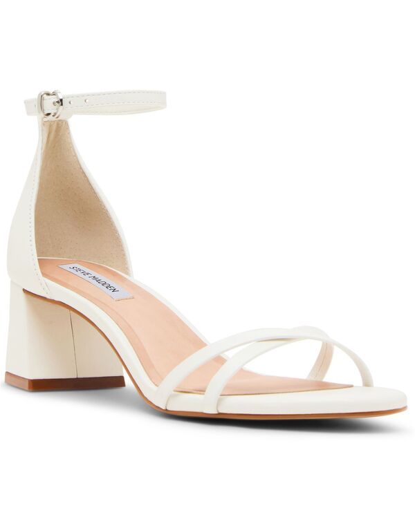 スティーブ マデン レディース シューズ サンダル ヒール Steve Madden Womens Rae Strappy BlockHeel Sandals White Leather ホワイト