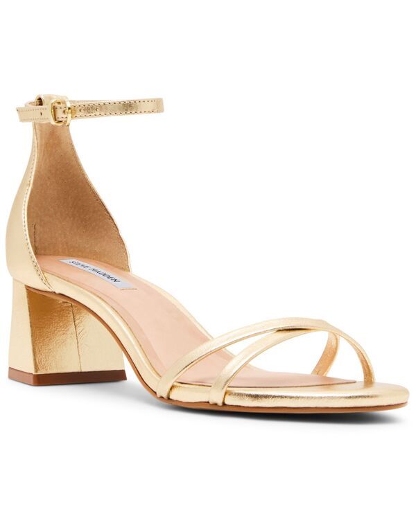 スティーブ マデン レディース シューズ サンダル ヒール Steve Madden Womens Rae Strappy BlockHeel Sandals Gold Metallic ゴールド