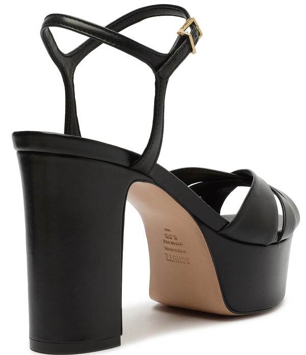 シュッツ レディース シューズ サンダル プラットフォーム アンクル レザー Schutz Keefa Leather Platform Ankle Strap Sandals Black ブラック