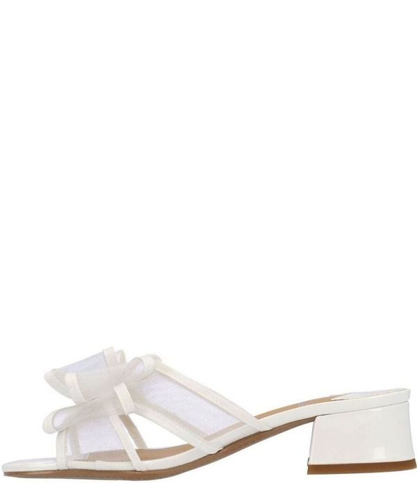 ジェイレニー レディース シューズ サンダル メッシュ ヒール J Renee Finola Mesh Bow Block Heel Slide Sandals White ホワイト