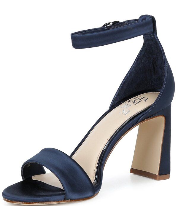 ジャンビニ レディース シューズ サンダル サテン ヒール Gianni Bini Amandah Satin Block Heel Dressandals New Navy ネイビー