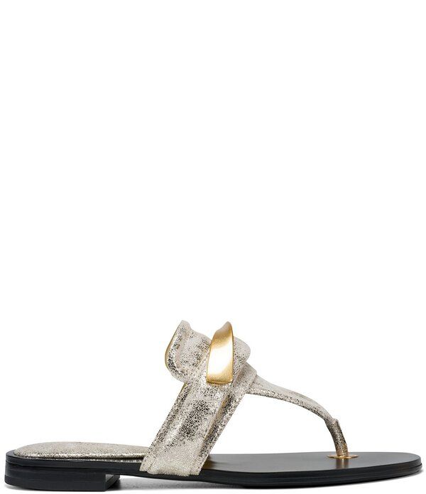 ダナキャラン レディース シューズ サンダル トール ベルベット Donna Karan Velvet Metallic Thong Sandals White Gold ホワイト