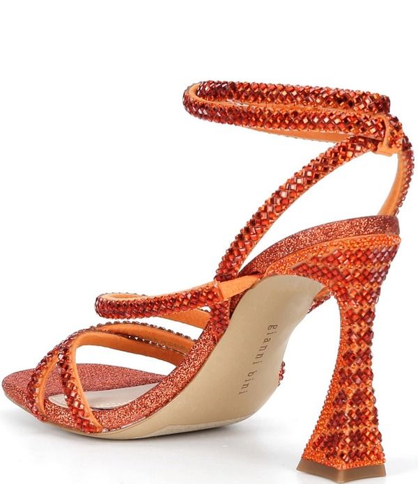 ジャンビニ レディース シューズ サンダル アンクル Gianni Bini Lelani Rhinestone Ankle Wrap Strappy Dressandals Orange Sprit