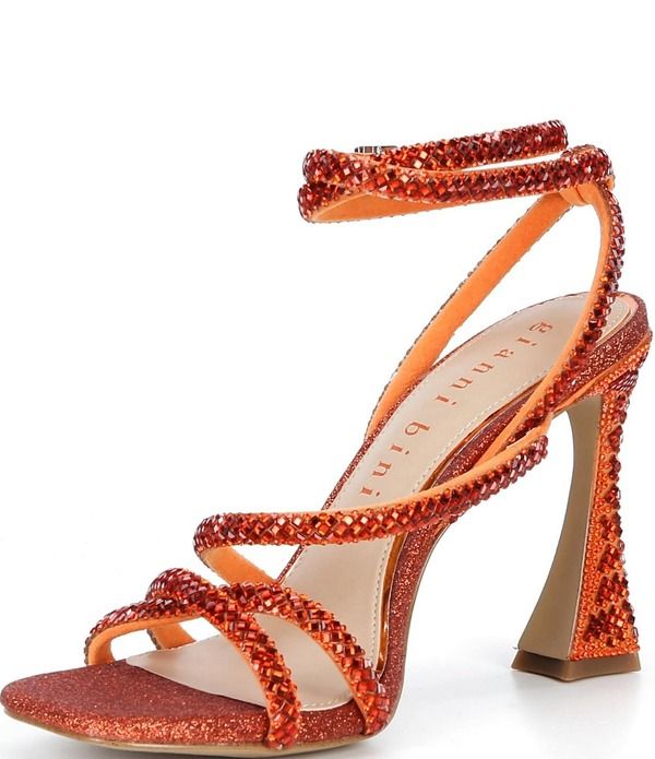 ジャンビニ レディース シューズ サンダル アンクル Gianni Bini Lelani Rhinestone Ankle Wrap Strappy Dressandals Orange Sprit