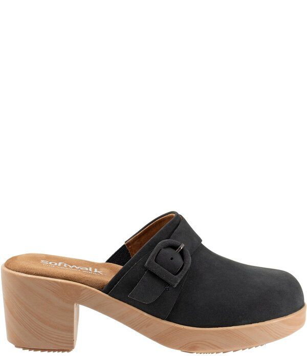 ソフトウォーク レディース シューズ サンダル スエード SoftWalk Ferrara Nubuck Suede Clogs Navy ネイビー