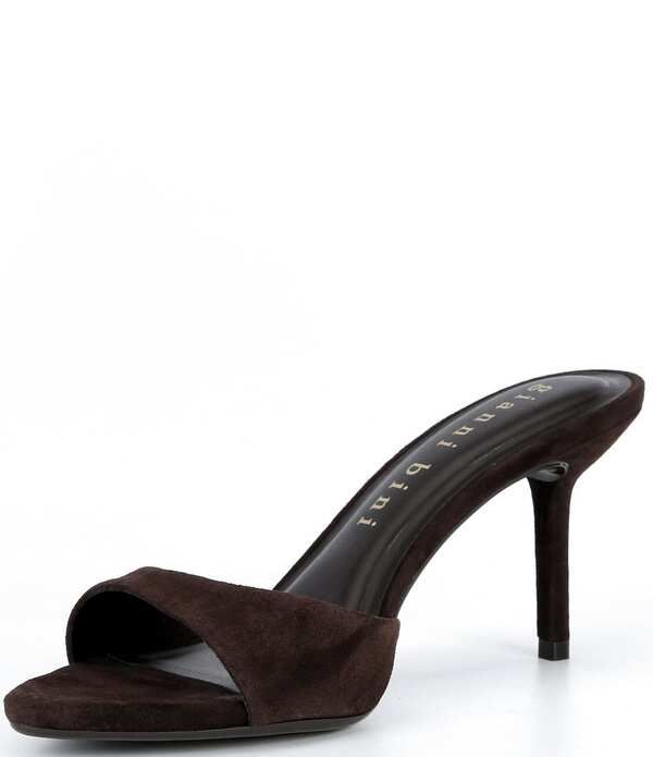 ジャンビニ レディース シューズ サンダル スエード Gianni Bini Camrun Suede Stiletto Slide Sandals Dark Brown Roast ブラウン