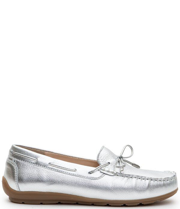 アラ レディース シューズ レザー aramarillo Bow Detaileather MocToe Boat Shoesilver シルバー アラ レディース シューズ レザー aramarillo Bow Detaileather MocToe Boat Shoesilver シルバー