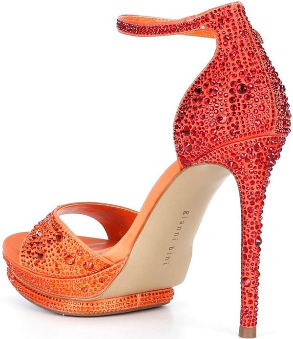ジャンビニ レディース シューズ サンダル プラットフォーム Gianni Bini Nessie Fourhinestone Platform Dressandals Orange Spritz オ