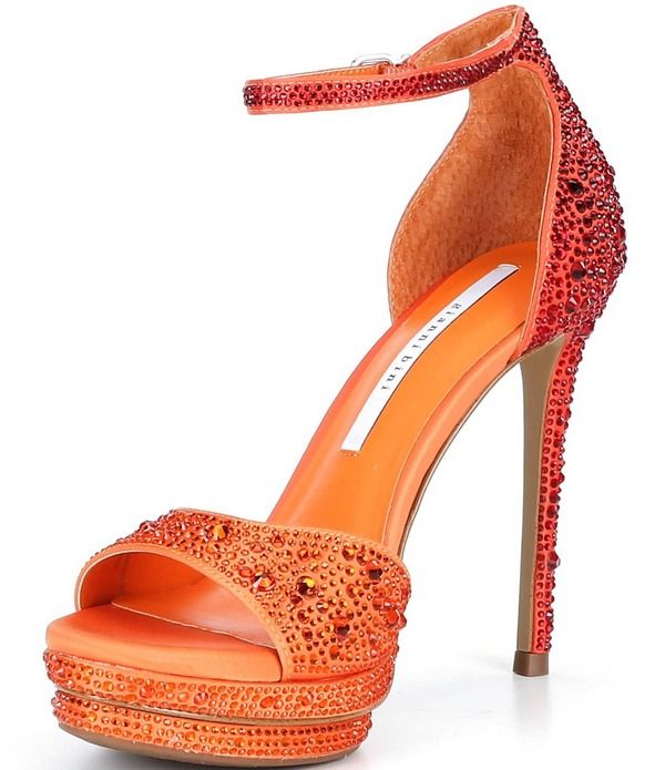 ジャンビニ レディース シューズ サンダル プラットフォーム Gianni Bini Nessie Fourhinestone Platform Dressandals Orange Spritz オ