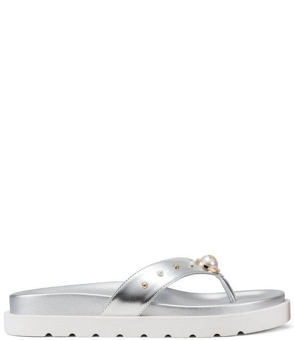 カール ラガーフェルド レディース シューズ サンダル KARLAGERFELD PARIS Hayze Pearl Studded Flip Footbed Sandalsilver シルバー カール ラガーフェルド レディース シューズ サンダル KARLAGERFELD PARIS Hayze Pearl Studded Flip Footbed Sandalsilver シルバー
