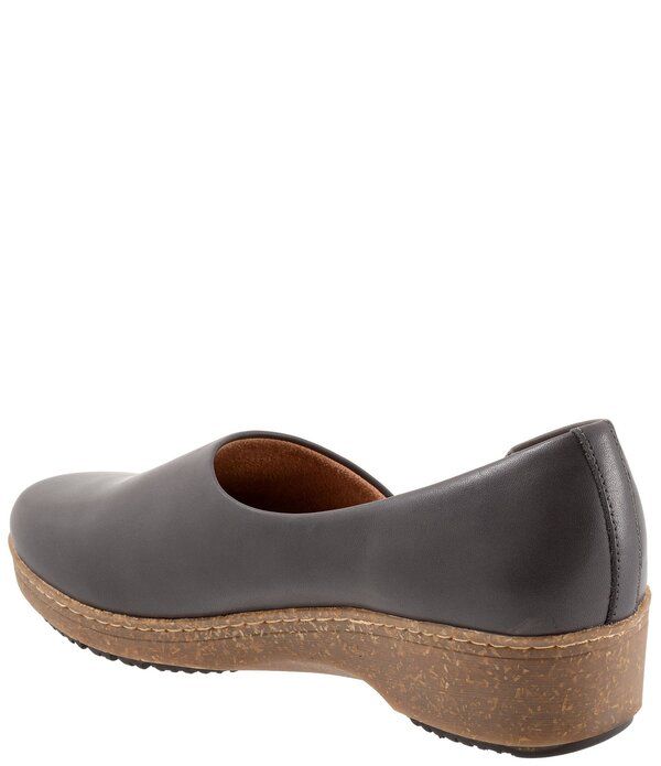 ソフトウォーク レディース シューズ サンダル レザー SoftWalk Addie Leather Open Side Clogs Dark Grey グレー