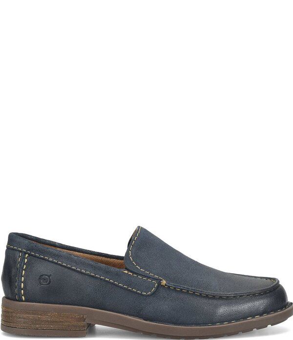 ボーン メンズ シューズ スリッポン・ローファー レザー Born Mens Roger Distressed Leather SlipOns Navy ネイビー
