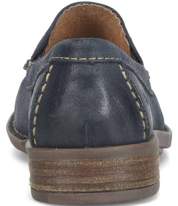 ボーン メンズ シューズ スリッポン・ローファー レザー Born Mens Roger Distressed Leather SlipOns Navy ネイビー