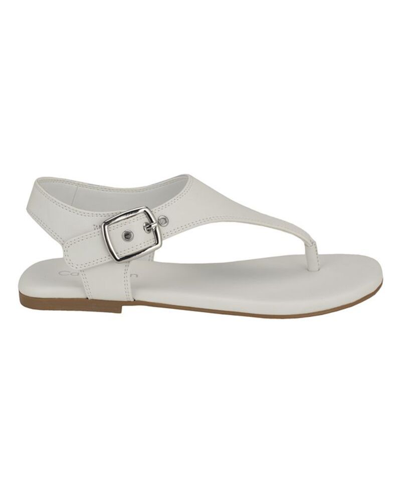 カルバンクライン レディース シューズ サンダル Calvin Klein Womens Moraca Buckle TStrap Flat Sandals White ホワイト