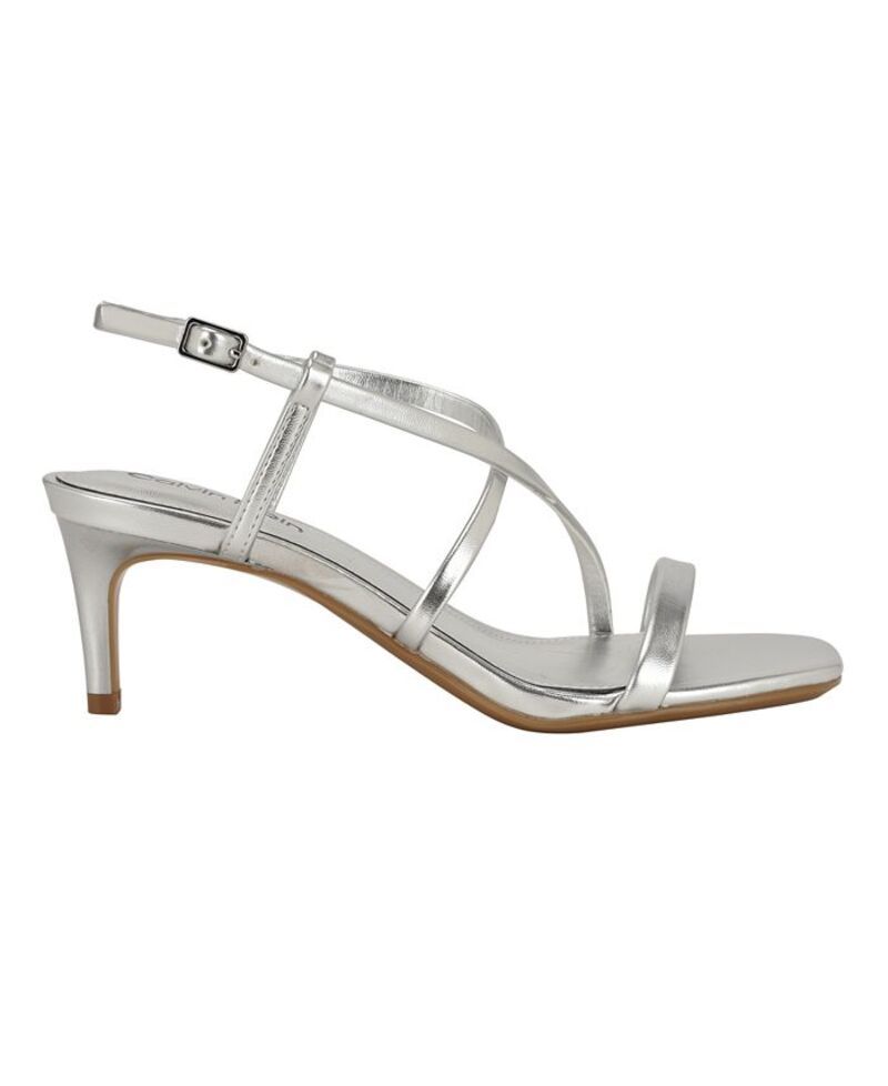 カルバンクライン レディース シューズ サンダル Calvin Klein Womens Ishaya Strappy Low Stiletto Sandals Silver シルバー