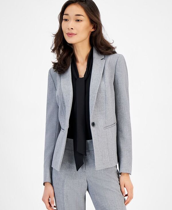 カスパール レディース アウター ジャケット・ブルゾン クレープ ブレザー Kasper Crepe OneButton Blazer GreyBlack ブラック