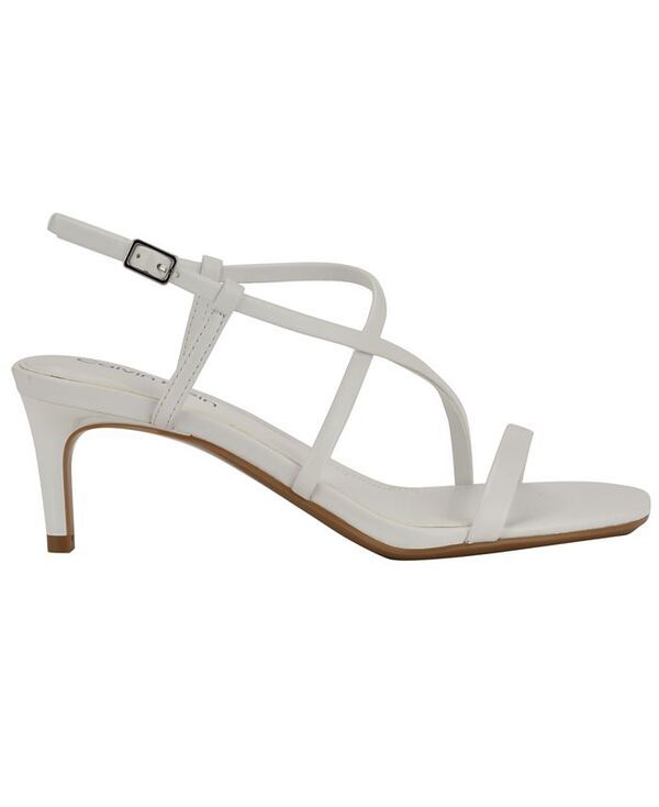 カルバンクライン レディース シューズ サンダル Calvin Klein Womens Ishaya Strappy Low Stiletto Sandals White ホワイト