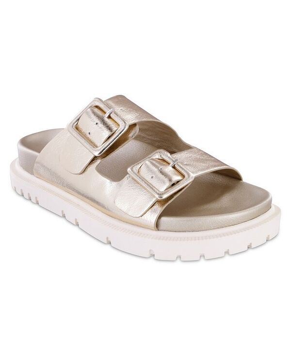 ミア レディース シューズ サンダル MIA Womens Gen Double Buckle Flat Slide Sandals Gold ゴールド