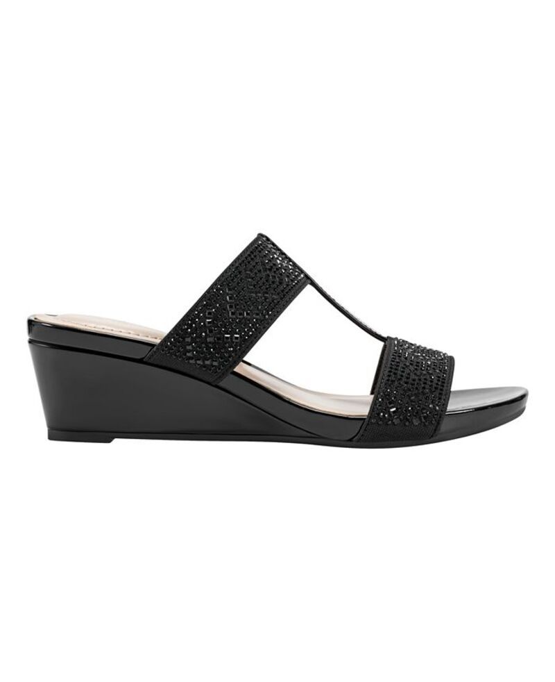 バンドリーノ レディース シューズ サンダル Bandolino Womens Iluvit Embellished T Strap Wedge Sandals Black ブラック バンドリーノ レディース シューズ サンダル Bandolino Womens Iluvit Embellished T Strap Wedge Sandals Black ブラック
