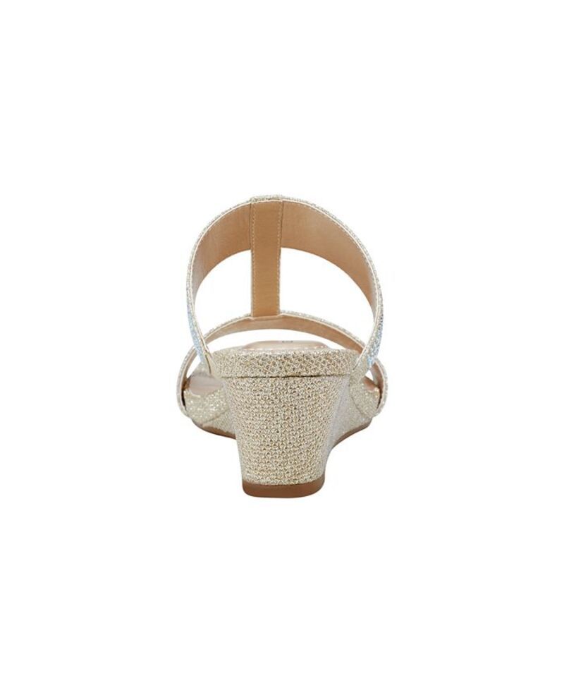 バンドリーノ レディース シューズ サンダル Bandolino Womens Iluvit Embellished T Strap Wedge Sandals Gold ゴールド