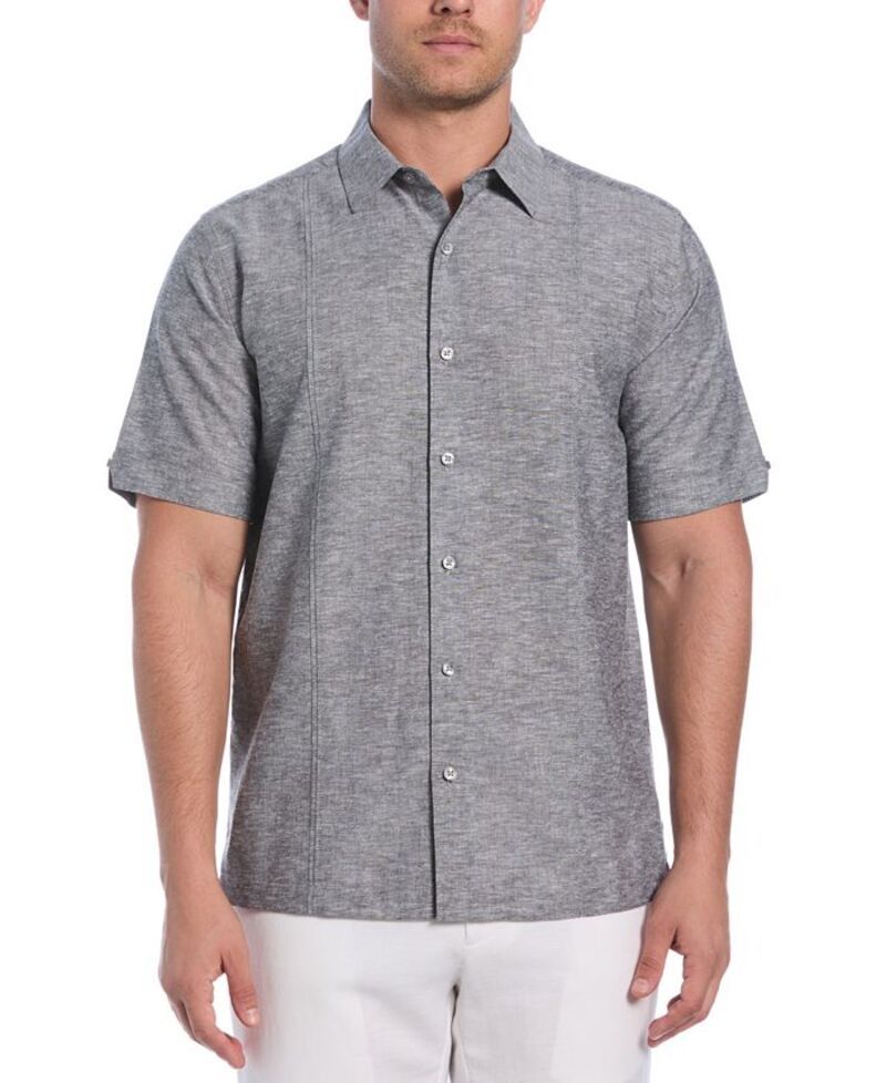 キューバベラ メンズ トップス シャツ リネン Cubavera Mens ClassicFit Linen Blend Short Sleeve ButtonFront Shirt Jet Blac