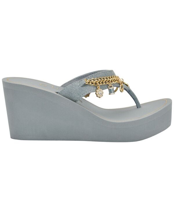 ゲス レディース シューズ サンダル GUESS Womensutton Charms EVA Thong Wedge Sandals Light Blue Denim デニム