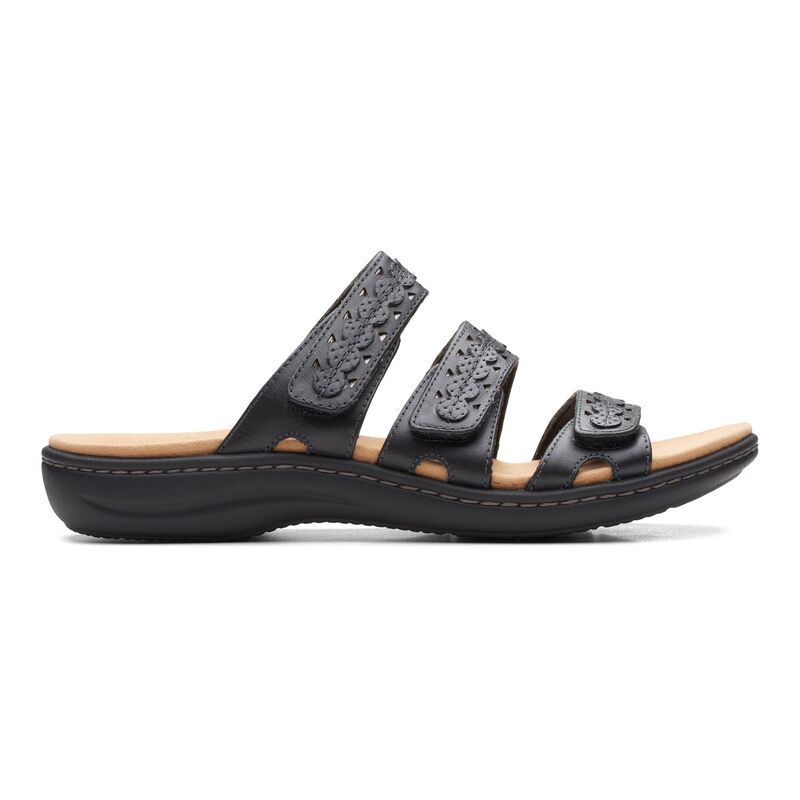 クラークス レディース シューズ サンダル レザー Clarks Laurieann Cove Womens Leather Slide Sandals Black ブラック