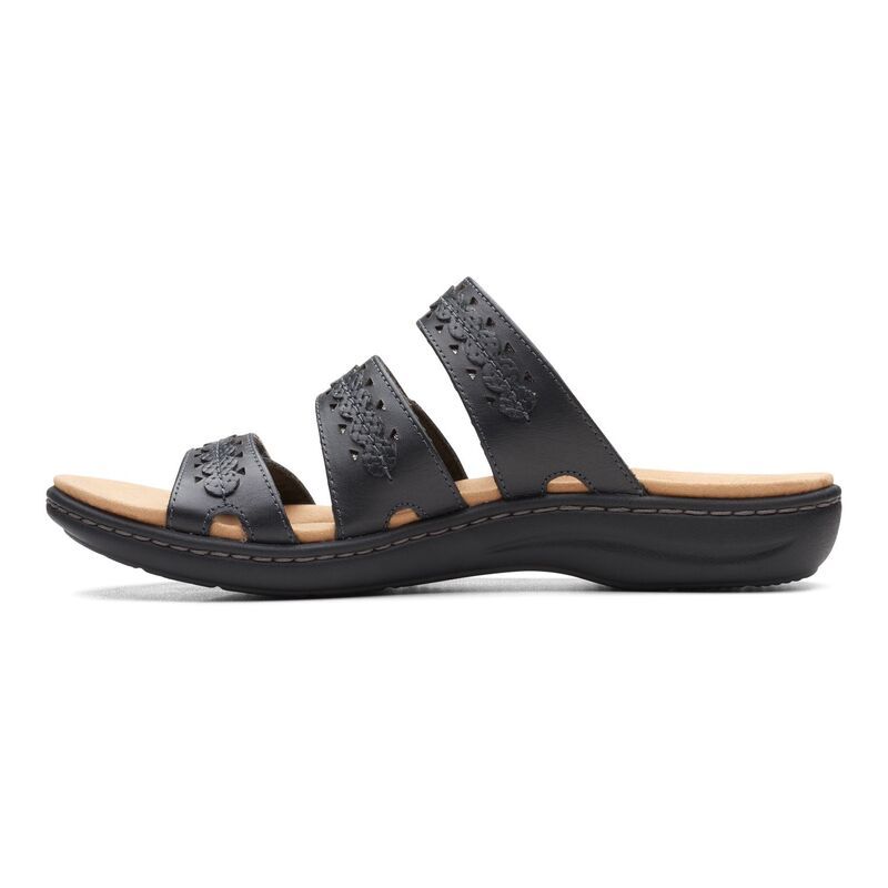 クラークス レディース シューズ サンダル レザー Clarks Laurieann Cove Womens Leather Slide Sandals Black ブラック