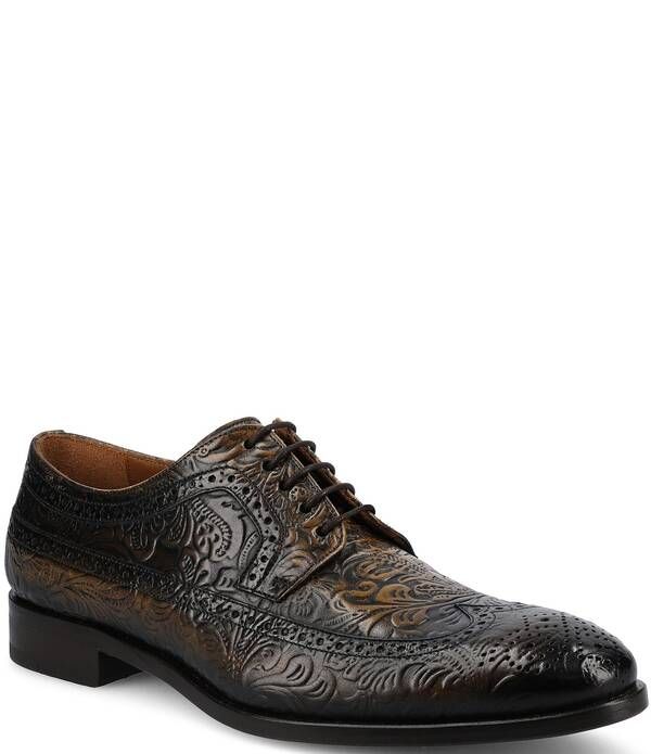 タフト メンズ シューズ ウィングチップ フラワー柄 オックスフォード ブローグ レザー フラワー Taft Preston Floral Embossed Leather Detail Brogue