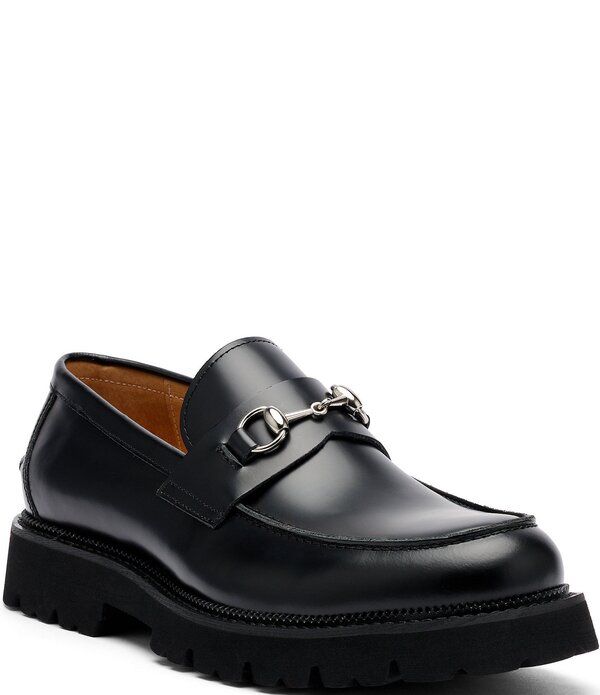 マークノーラン メンズ シューズ スリッポン・ローファー レザー Marc Nolan Mens Blake Leather Bit Buckle Lug Loafers Black ブラック