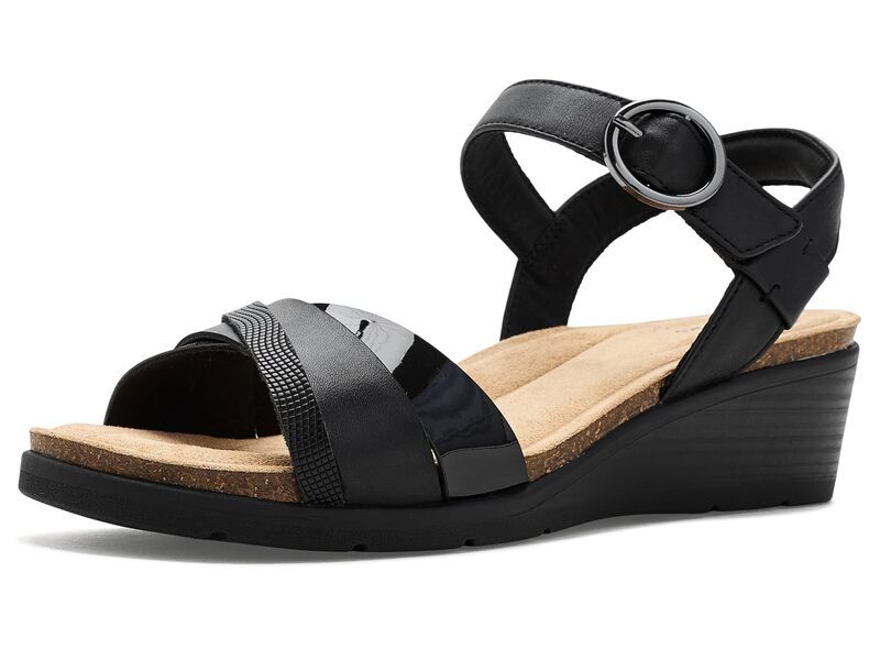 クラークス レディース シューズ ヒール Clarks Kacha Twist Black Leather ブラック