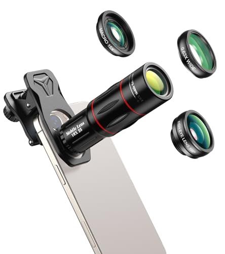 APEXEL スマホレンズセット 18倍スマホ望遠レンズ/15倍スマホマクロレンズ/0.63倍広角レンズ/198°魚眼レンズのセット 遠距離撮影やディティール撮影、壮大景色撮影や面白い撮影などあらゆる撮影ニーズに満たす 撮影ギフトkoe