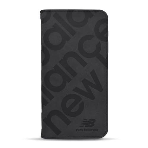 【 new balance 正規品 】 iPhone14 iPhone13 ケース 手帳型 カード収納 おしゃれ「スタンプロゴスエード」 ニューバランス 型押し アイフォン14 アイフォン13 ブランド スマホケース (ブラック)ｍａ