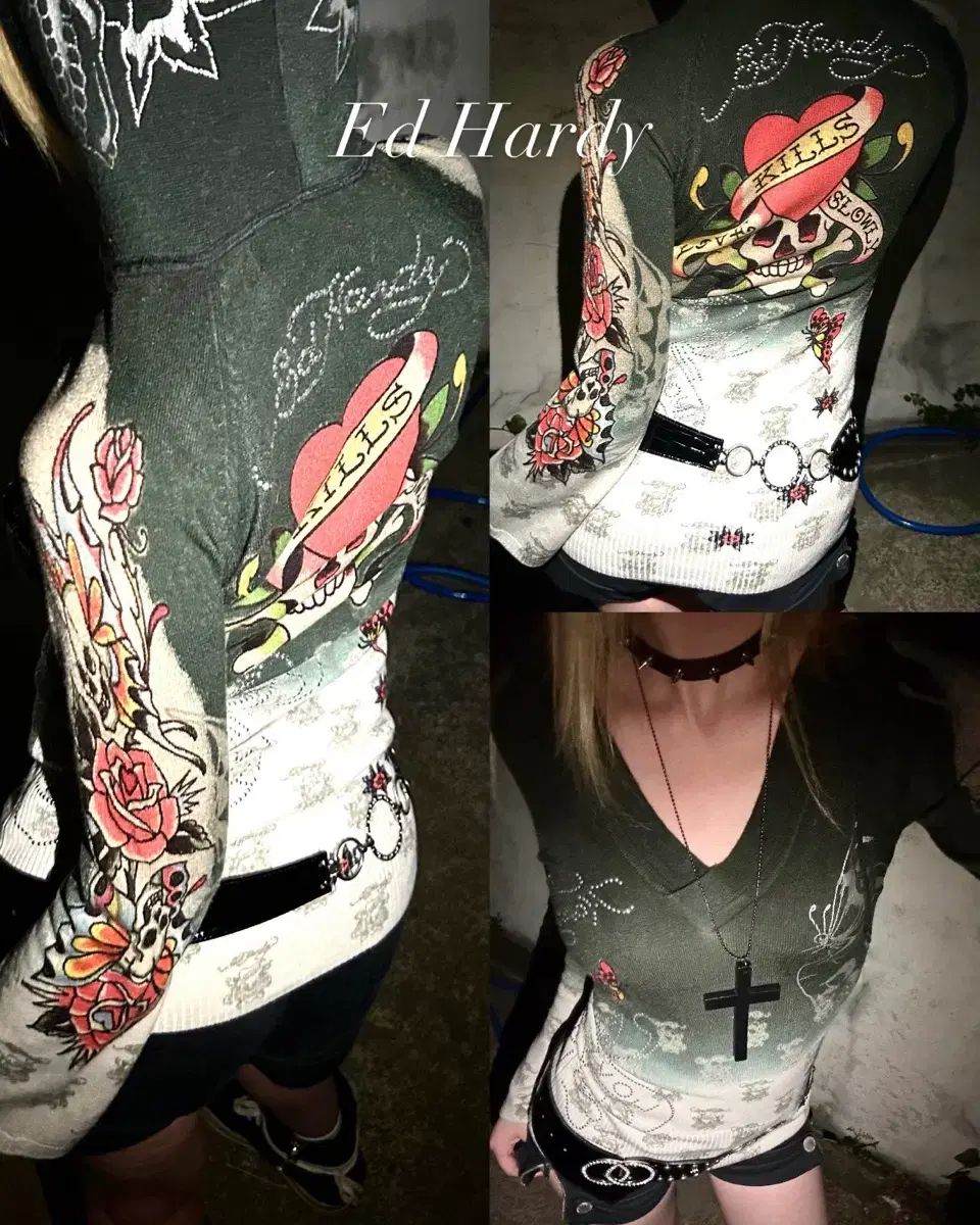 Ed Hardy スカルオリエンタル ニットフーディー