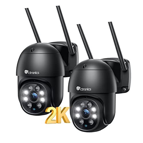 Ctronics 2.5K 4MP 防犯カメラ 屋外 セット 5GHzWiFi 自動追尾 24時間録画 スマホ・PC遠隔操作 ONVIF/NVR/NAS対応 プリセット機能 ナイトカラー 音光威嚇 APモード クラウドストレージ PTZ 遠隔操作 家族送料無料