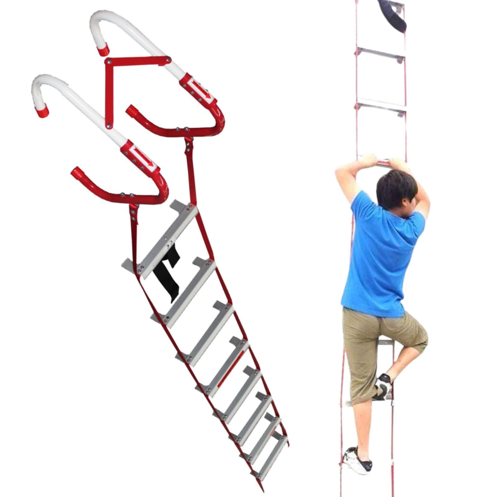 【災害が、起きる前に。】 ONE STEP 防災はしご 避難用 コンパクト収納タイプ 折りたたみ 災害 救難 救援 緊急対応 3階 耐荷重450kg はしご 梯子 日本語説明書 軍手付属 防災用品 (2階用 4M)送料無料