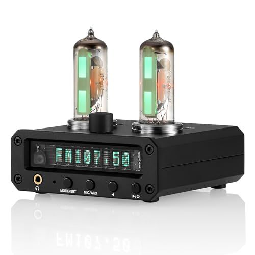 Nobsound P2-FM 6E2 真空管 プリアンプ ステレオ ヘッドホンアンプ サウンドレベルインジケーター FMラジオ 時計 clock クロック MIC/AUX 置き時計送料無料