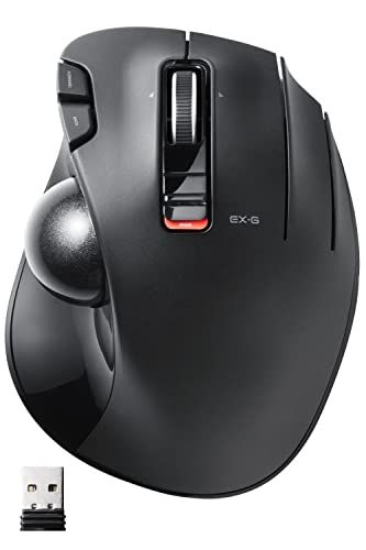 エレコム ワイヤレス トラックボールマウス EX-G 握りの極み 6ボタン チルトホイール（左右スクロール） ブラック M-XT3DRBKkoe
