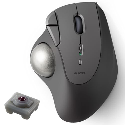 エレコム ワイヤレス トラックボール マウス Bluetooth IST (アイエスティー) シリーズ 5ボタン 親指操作 人工ルビー支持 Windows/Android/mac/iPad/Chrome ブラック 1 M-IT10BRABKkoe