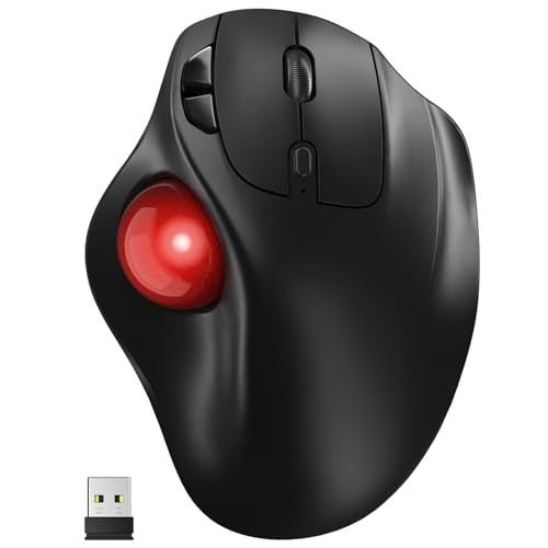 【最新型】Yadkbo トラックボールマウス Bluetooth&2.4GHz両対応 静音 エルゴノミクス マウス トラックボール 無線 3台接続可能 ワイヤレス 親指 高精度 瞬時接続 高性能6ボタン搭載 5段階DPI レシーバー付属 Windows/koe