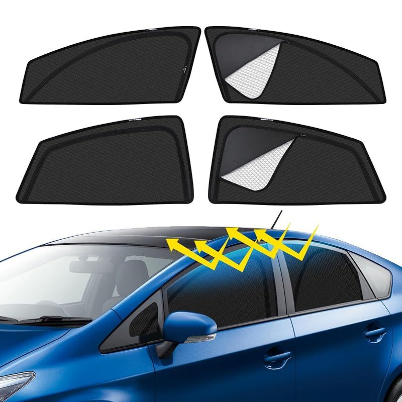 プリウス 30系 車種専用 メッシュカーテン サンシェード 遮光 換気 PRIUS 30 ZVW30 ZVW35 サイド用 2in1 カーテン 日除け 虫避け マグネット カーシェード 通風 UVカット運転席 助手席 インテリア アクセサリー カスタム 4枚
