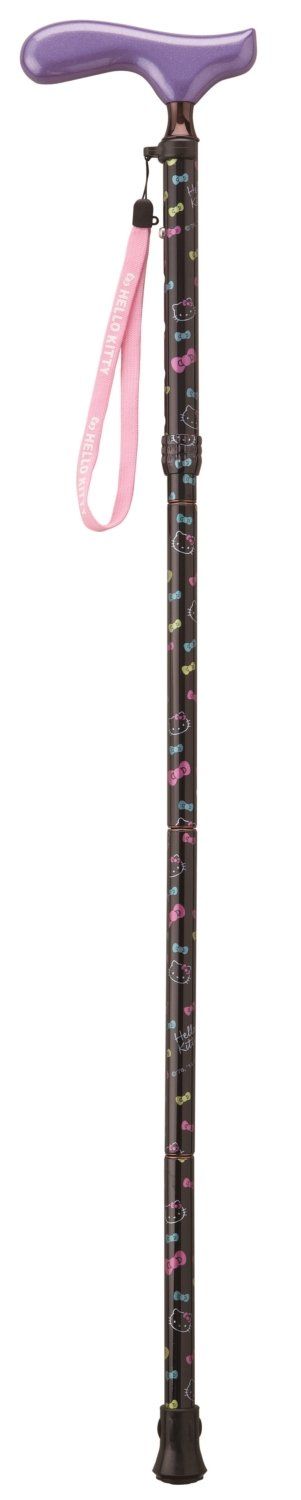 新品 ケイ・ホスピア ハローキティ ブラック 折りたたみ ステッキ [適応身長 150~170cm]