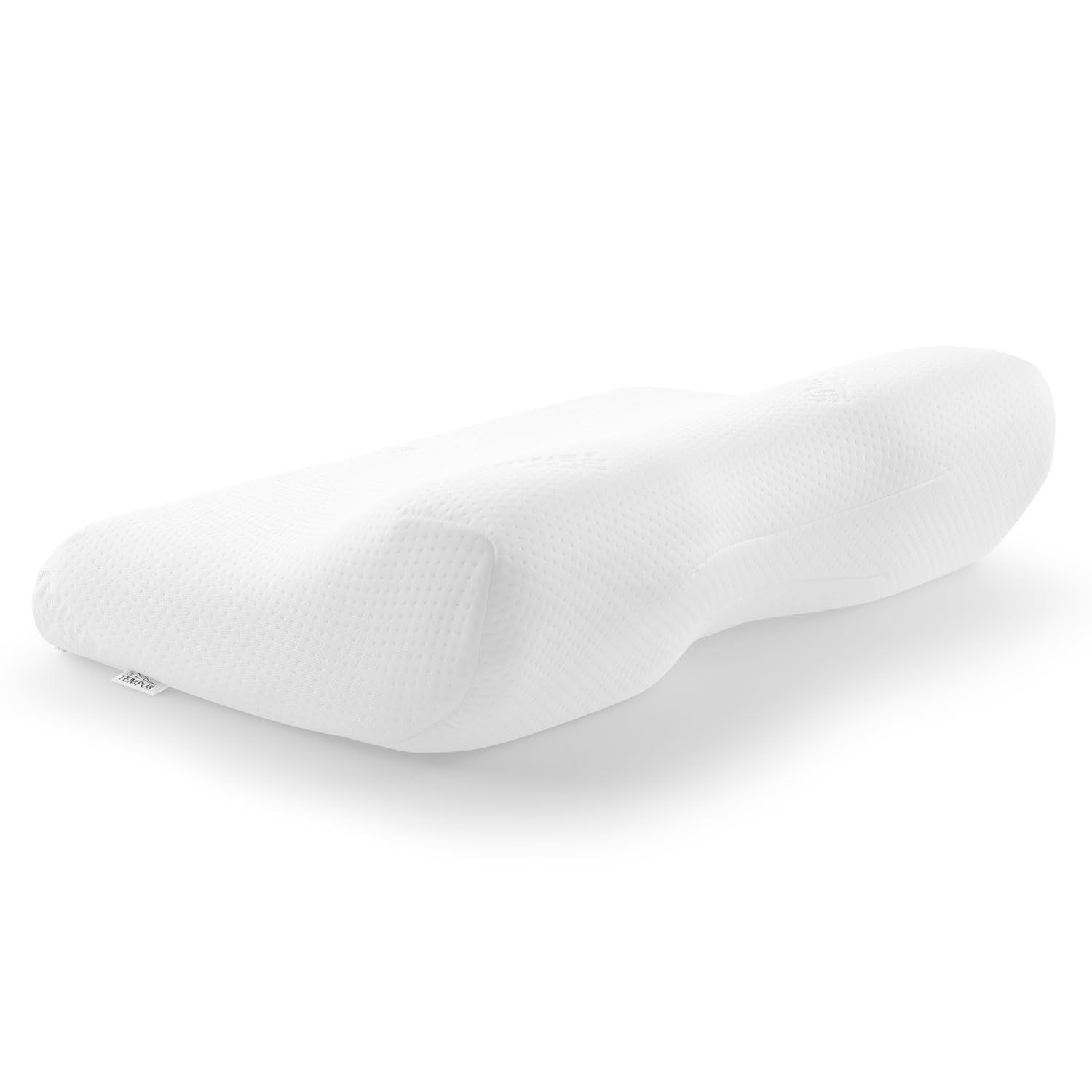 テンピュール(Tempur) 枕 まくら エルゴプラスピロー ホワイト 凹型立体フォルムで首筋にフィット 両サイドの厚みで横移動スムーズ 仰向け/横向き可 S 高さ9.5cm かため 肩凝り 肩こりカバー洗濯可 防菌 防臭加工 [日本正規品] 低反発 83ｍａ